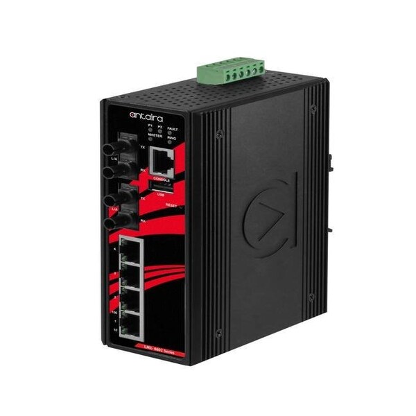 Antaira 6-Port Industrial Light Layer 3 Managed Ethernet Switch, with 4-10/100Tx and 2-100Fx Single-Mode 30K - LMX-0602-S3-T-V2
