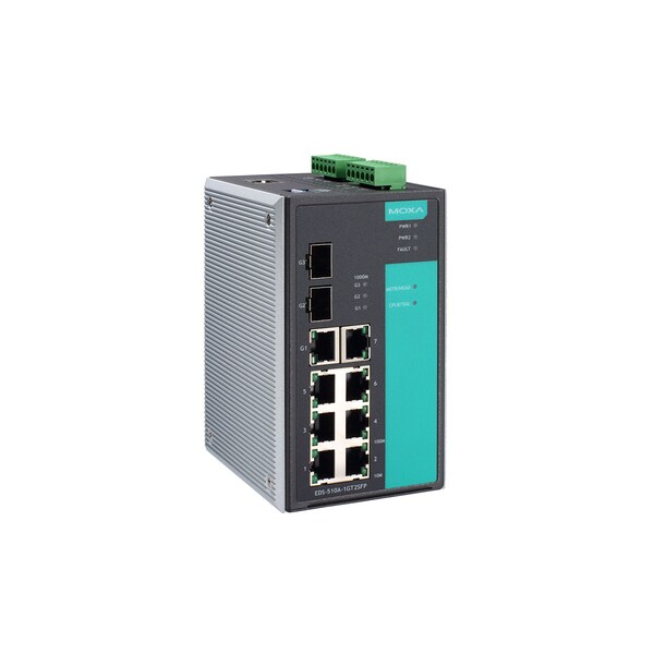 Moxa Mgd Gigabit Eth. Swtch W/ 7 10/100Baset(X)Ports, Eds-510A-1Gt2Sfp-T - EDS-510A-1GT2SFP-T