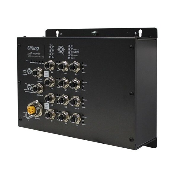 Oring Industrial Networking EN50155 IP40 8x 10/100/1000TX PoE + 4-port 1000 with M12 connector mana - TGPS-9084GT-M12-BP2-24V