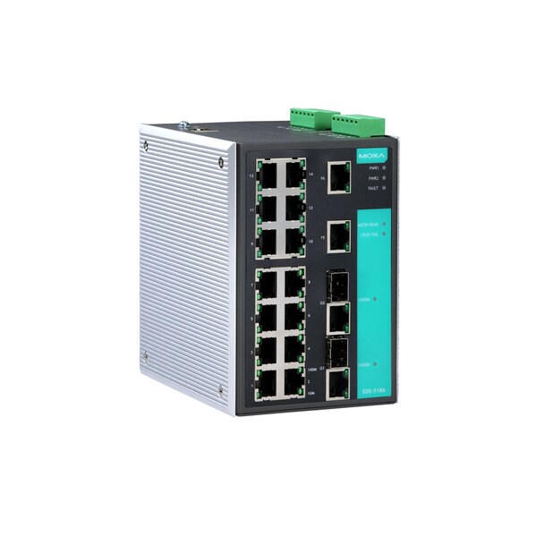 Moxa Mgd Gigabit Eth. Swtch W/ 16 10/100Baset(X)Ports, Eds-518A-T - EDS-518A-T