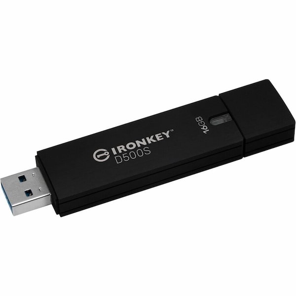 Kingston IronKey D500S 16GB USB 3.2, Gen 1 Type A Flash Drive - IKD500S/16GB