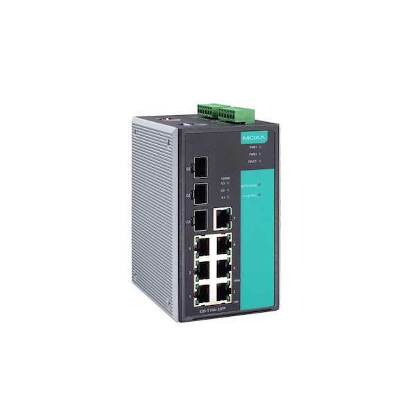 Moxa Mgd Gigabit Eth. Swtch W/ 7 10/100Baset(X)Ports, Eds-510A-3Sfp - EDS-510A-3SFP