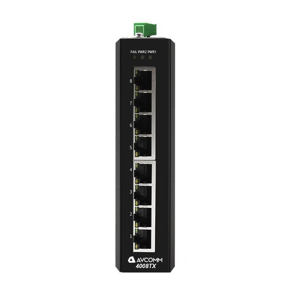 Avcomm 8-Port Unmanaged Industrial Ehternet Switches 10/100/1000 Mbits 8-Port - 4008TX