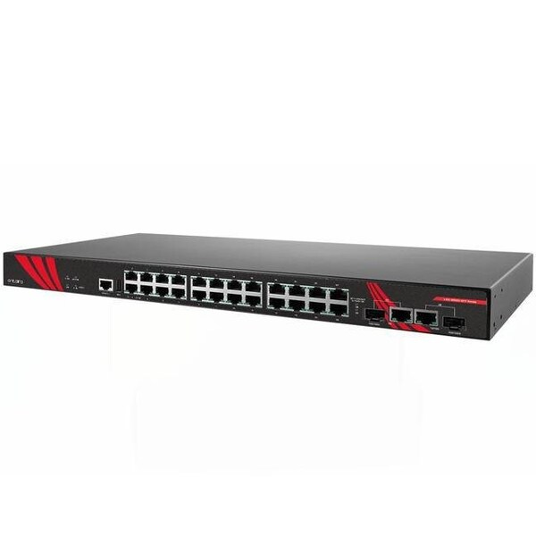 Antaira 26-Port Industrial Gigabit Managed Ethernet Switch, w/24-10/100/1000Tx RJ45 and 2-Gigabit Combo Port - LMX-2602G-SFP-T
