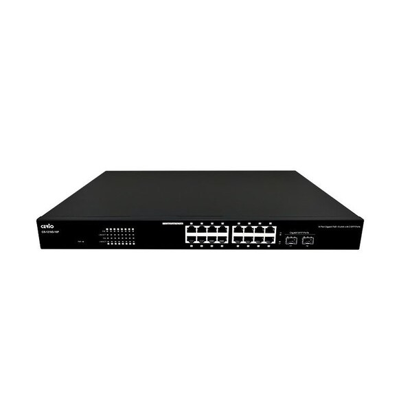 Cerio CS-1216G-16P A2 - 16 Port 10/100/1000M Gigabit PoE+ Switch with 2 SFP Ports, 400Watt Power - CS-1216G-16P-A2