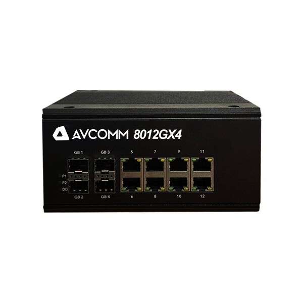 Avcomm 12-Port Fully Giga Managed Industrial Ethernet Switch - 8012GX4