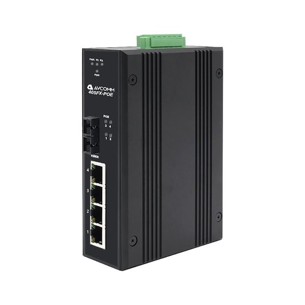 Avcomm 5-Port Industrial POE Unmanaged Ethernet Switch - 405FX-POE-SFP