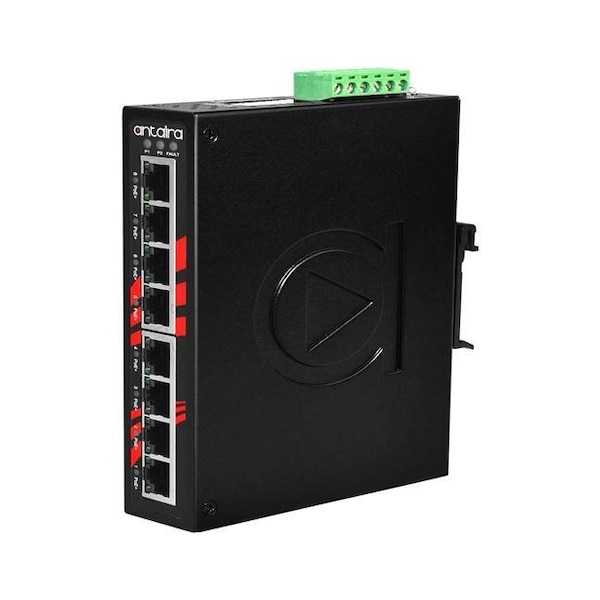 Antaira 8-Port Industrial PoE+ Unmanaged Ethernet Switch, w/8-10/100Tx ***EOT- -4075C - LNP-0800-T