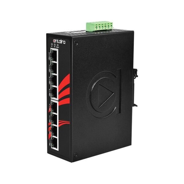 Antaira 8-Port Industrial PoE+ Gigabit Unmanaged Ethernet Switch - LNP-0800G