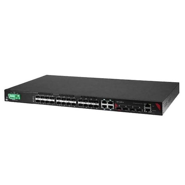Antaira 32-Port Industrial Gigabit Managed Ethernet Switch, with 4-10/100/1000 RJ45 Ports, 24-100/1000 SFP S - LMX-3228G-10G-SFP-DC