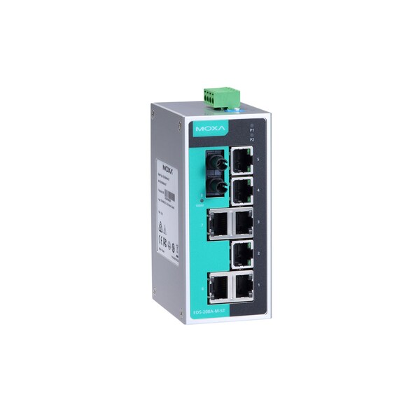Moxa Unmgd Eth. Swtch W/ 7 10/100Baset(X)Ports, M1Eds208Amstt - EDS-208A-M-ST-T