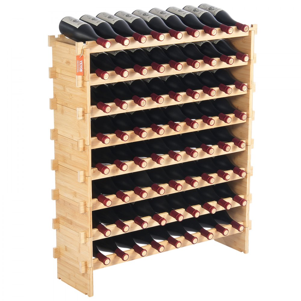 VEVOR 72 Bottle Upgrade Modular Wine Rack Bamboo Wood Display Shelf 8-Tier - LSJJYMSZZ72PSBAJFV0