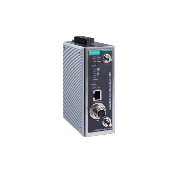 Moxa RailOnbrd In-Dr SnglRadio, 802.11N AccPnt/Client, Awk-3131A-M12-Rtg-Us-T - AWK-3131A-M12-RTG-US-T