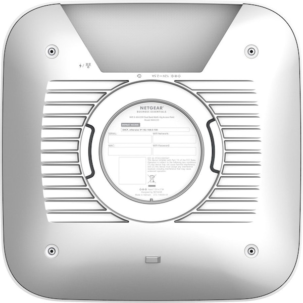 Netgear WIFI 6 HIGH PERFORMANCE POE POWERED WIRELESS CONNECTIVITY FOR SMALL OFFICE AND H - WAX220PA-100NAS