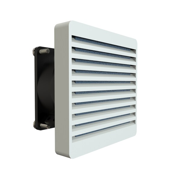 Hammond Fan Kit, 80 MM Fan 230V, Filter, Grill, Guard, Cord / Lt Gray - DNFF080LG230