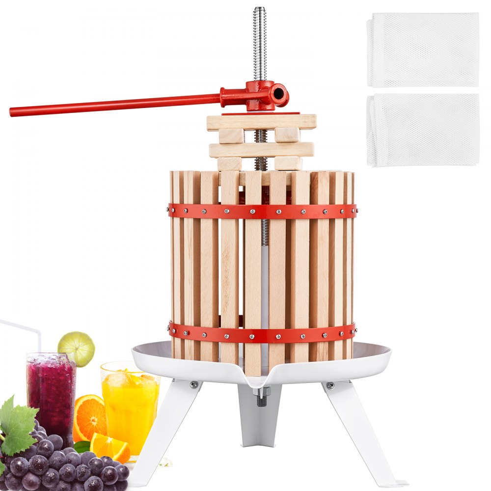 VEVOR Fruit Wine Press, 3.2 Gallon/12L, Solid Wood Basket with 6 Blocks, Manual Juice Maker, Cider Apple Grape Tincture Vegetables Honey Olive Oil Making Press with Pole Handle Bar for Kitchen, Home - LSGJYZJMM12L8V4OHV0