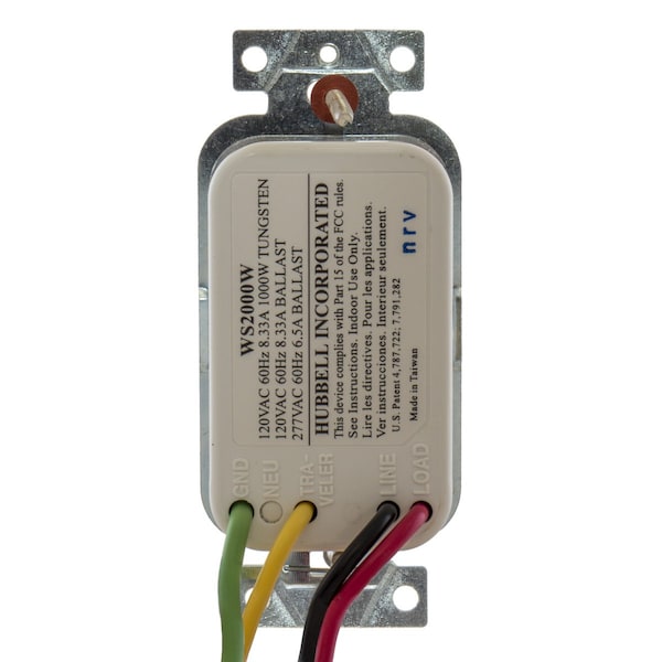 Sensor de ocupación/vacancia Hubbell Wiring Device-Kellems, PIR, 1200 pies cuadrados, blanco - WS2000W