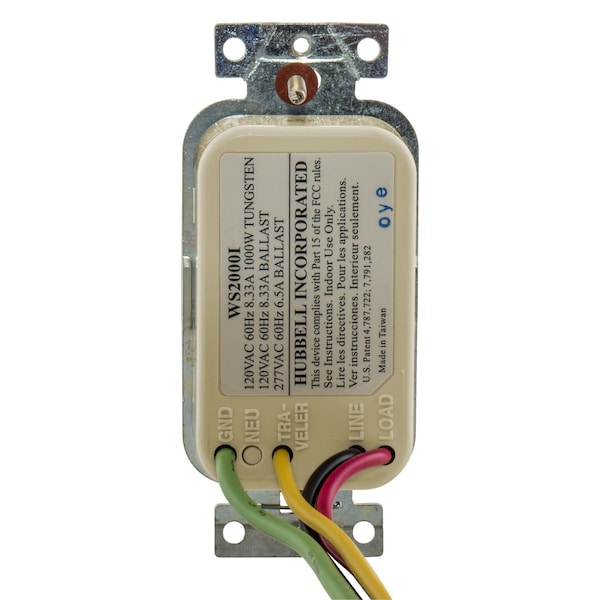 Sensor de ocupación/vacancia de Hubbell Wiring Device-Kellems, PIR, 1200 pies cuadrados, Marfil - WS2000I