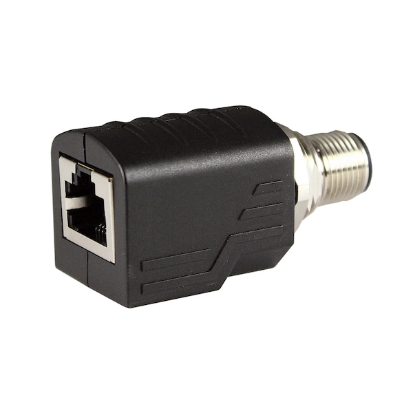 Asi M12 to RJ45 Adapter, M12 To RJ45 Bulkhead Connector, Male M12 D-Coded, Thru Panel Straight Adapter - ASITPA-4512MD-S