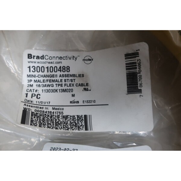 Cable de cordón  Brad Harrison Mini-Change 3P M/F St/St 2M - 1300100488 113030K13M020