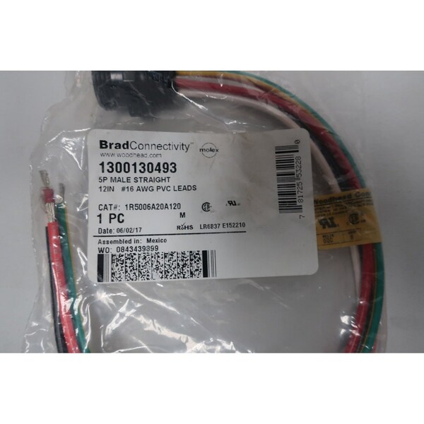 Cable de cordón recto macho de 5P de Brad Harrison - 1300130493 1R5006A20A120