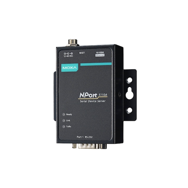 Moxa 1Port Device Server, 10/100M Eth., Rs-232, Db9 Male, 0.5Kv, Nport 5110A - NPORT 5110A