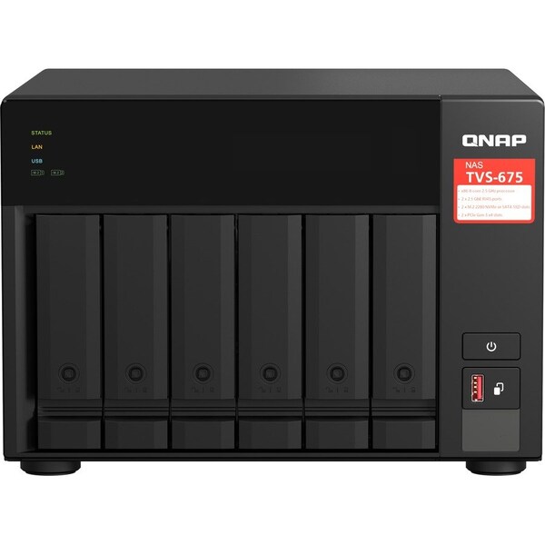 Qnap DESKTOP 8-BAY NAS/ISCSI IP-SAN, ZHAOXIN KX-U6580 8C 2.5GHZ, 8GB RAM, TWO 2. - TVS-675-8G-US