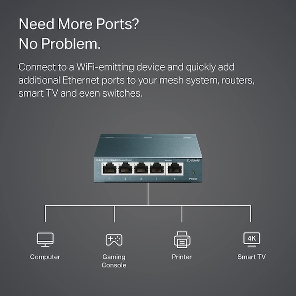Tp-Link 5 Port Desktop Gigabit Switch, TLSG105 - TLSG105