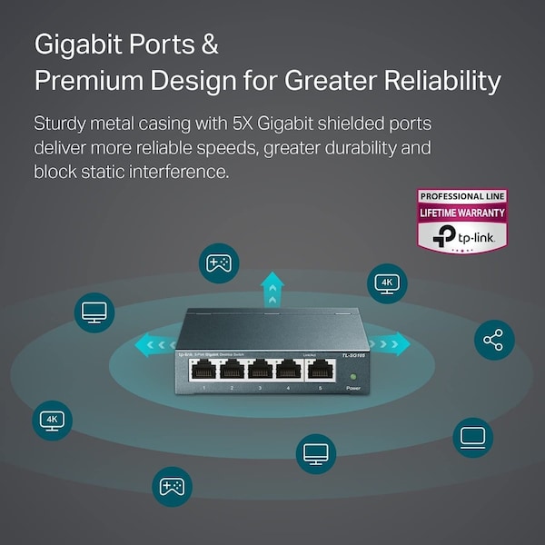 Tp-Link 5 Port Desktop Gigabit Switch, TLSG105 - TLSG105