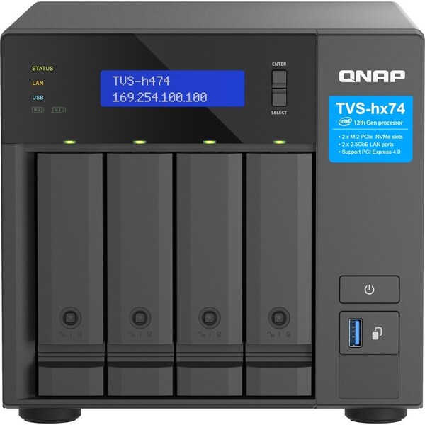Qnap ULTRA-HIGH SPEED 4 BAY NAS. INTEL PENTIUM G. - TVS-H474-PT-8G-US