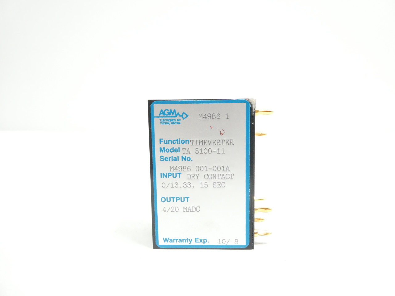 AGM TA 5100-11 TIMEVERTER 0-13.33SEC 15SEC 4/20MADC PLUG-IN RELAY