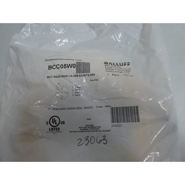 CABLE DE CONEXIÓN DE CORDÓN Balluff - BCC05W0 BCC M425-0000-1A-008-EX44T2-050