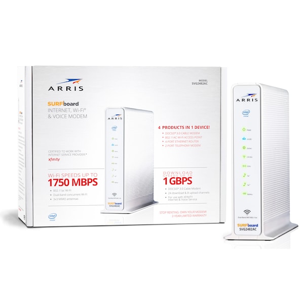 Arris SURFboard SVG2482AC DOCSIS 3.0 Internet, Wi-Fi/Voice Modem for Xfinity - 1000425