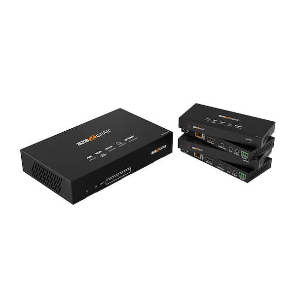 Bzbgear 1x4 4K UHD HDMI HDBaset Splitter/Distribution Amplifier over Category Cable Kit, Includes 4x RX - BG-UDA-E14