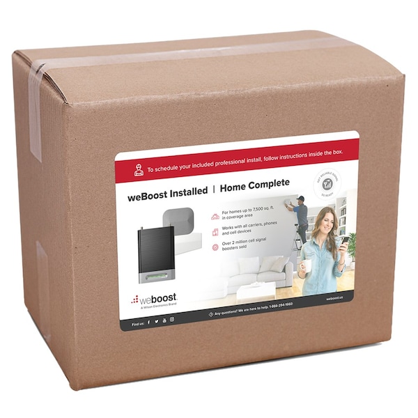 Weboost Installed Home Complete Cellular Signal Booster Kit, Black and Gray - 474445