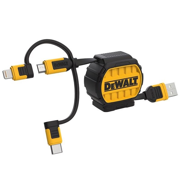 Dewalt DeWalt USB to Micro to Type C 3-in-1 Cable 3 ft. Black/Yellow - 131 1364 DW2