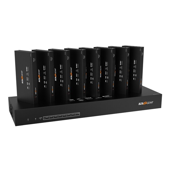 Bzbgear 1x8 4K UHD HDMI HDBaset Splitter/Distribution Amplifier over Category Cable Kit, Includes 8x RX - BG-UDA-E18