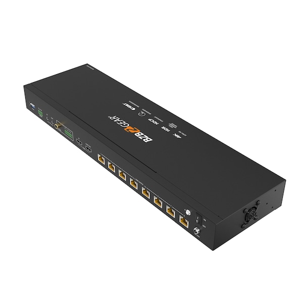 Bzbgear 1x8 4K UHD HDMI HDBaset Splitter/Distribution Amplifier over Category Cable Kit, Includes 8x RX - BG-UDA-E18