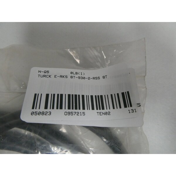 Conector hembra de doble extremo de Turck de 2M con cable de cordón de 60V-AC - E-RKS 8T-930-2-RSS 8T