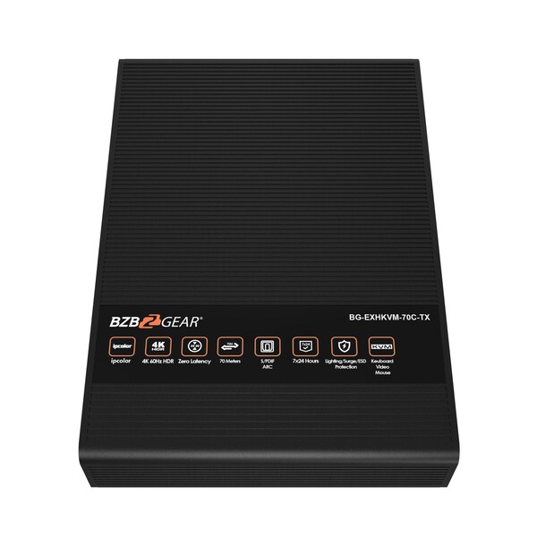 Bzbgear 4K UHD HDMI and KVM Extender with Zero Latency up to 230ft Support HDR and ARC - BG-EXHKVM-70C