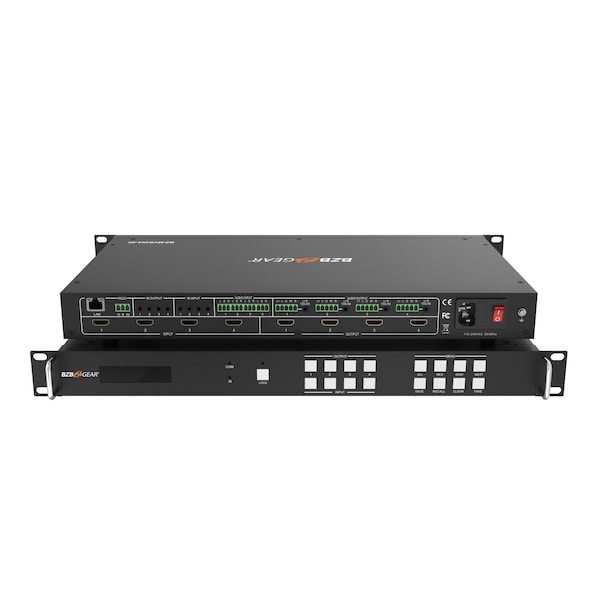 Bzbgear 4x4 4K UHD HDMI Video Wall Processor & Seamless Matrix Switcher with Scaler, IR and Audio - BZ-MVS4X4-4K
