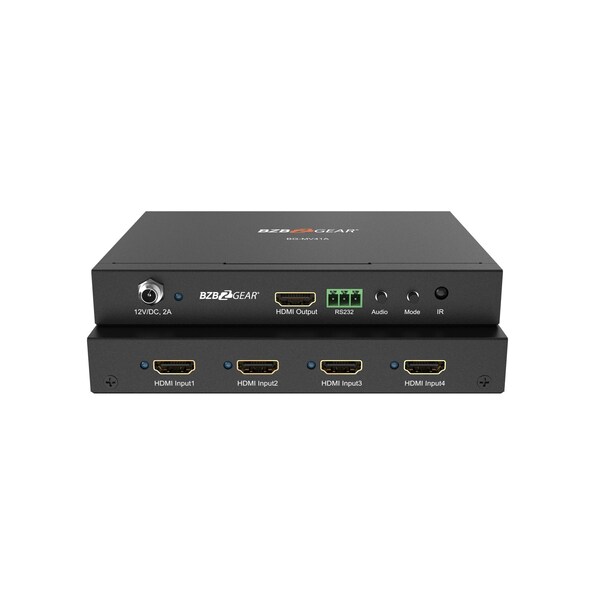 Bzbgear 4x1 1080P FHD HMDI Switcher Scaler and MultiViewer with IR/RS232 - BG-MV41A