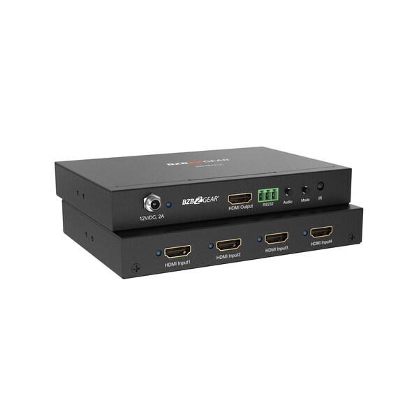 Bzbgear 4x1 1080P FHD HMDI Switcher Scaler and MultiViewer with IR/RS232 - BG-MV41A