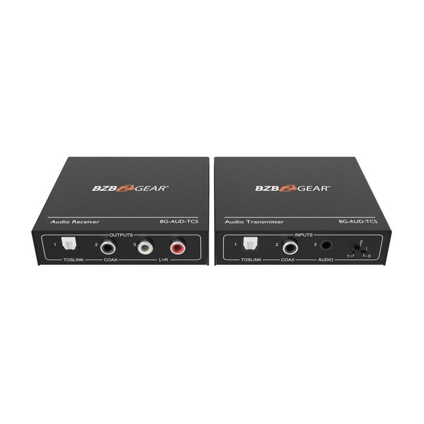 Bzbgear Long Range Digital/Analog Audio Extender Kit over Cat5e/6/7 up to 950ft Stereo/TOSLINK/COAX - BG-AUD-TCS