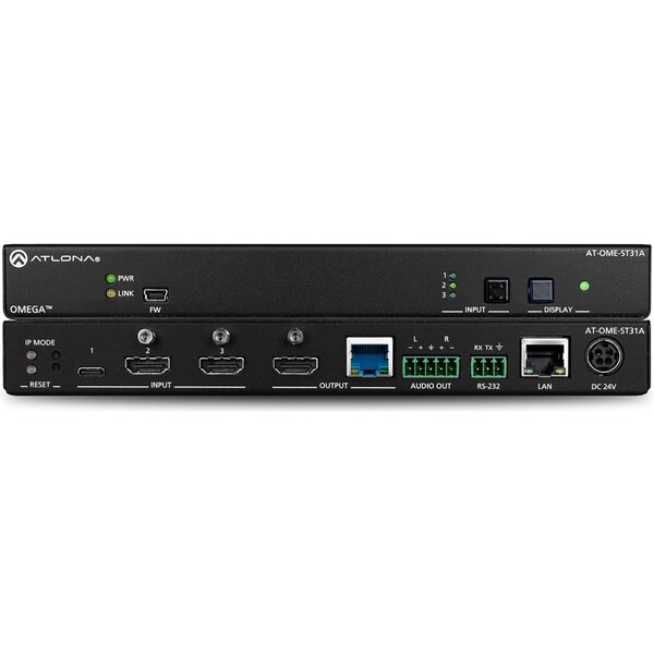 Atlona Omega Switching Transmitter With 2X HDMI And 1X Usb-C With Analog Audi - AT-OME-ST31A