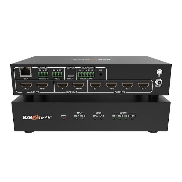 Bzbgear 2x2 4K UHD HDMI Video Wall Processor with IP/RS232 Control Supports 1X3/1X4/2X2/4X1 Layout - BG-UHD-VW24