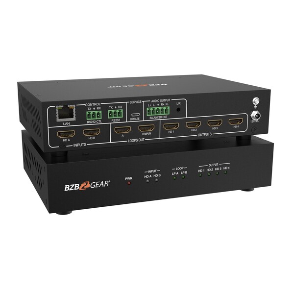 Bzbgear 2x2 4K UHD HDMI Video Wall Processor with IP/RS232 Control Supports 1X3/1X4/2X2/4X1 Layout - BG-UHD-VW24