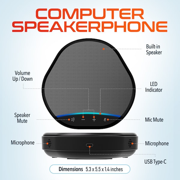 Delton C3900 USB Conference Speakerphone AI Noise Reduction Mic Auto Pair USB 360 Degree Audio Sound AEC - DSC3900-U