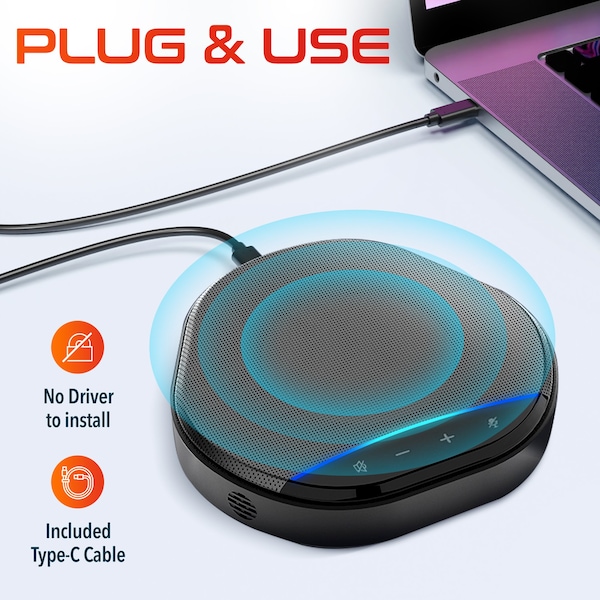 Delton C3900 USB Conference Speakerphone AI Noise Reduction Mic Auto Pair USB 360 Degree Audio Sound AEC - DSC3900-U