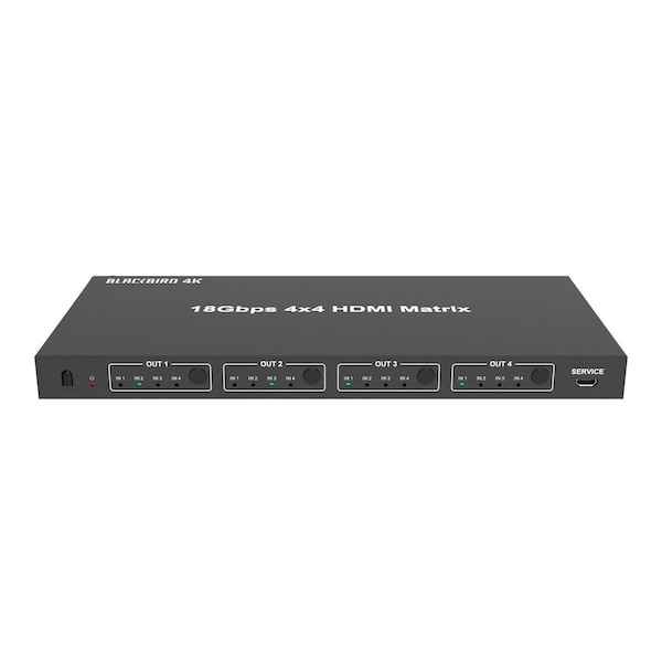 Monoprice Blackbird 4K 4x4 HDMI Matrix  18G  4K at 60  YCbCr 4:4:4  EDID  4K to 1080p Downscaler  IR - 43623